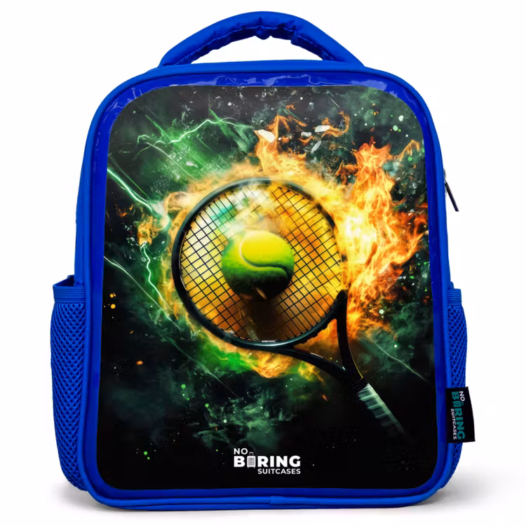 Kids backpack - Blue - Tennis ball in flames on powerful smash — 1