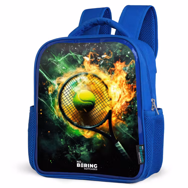 Kids backpack - Blue - Tennis ball in flames on powerful smash — 3