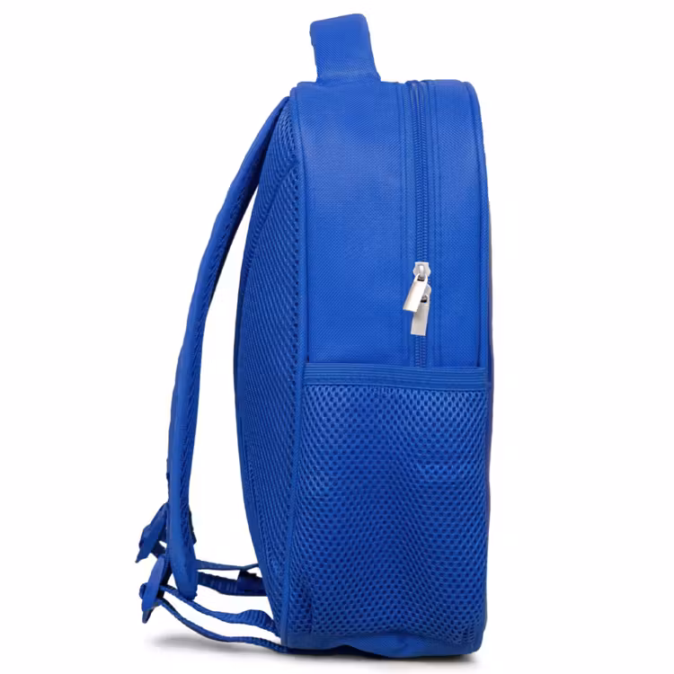Kids backpack - Blue - White heart pattern on orange brown background — 4