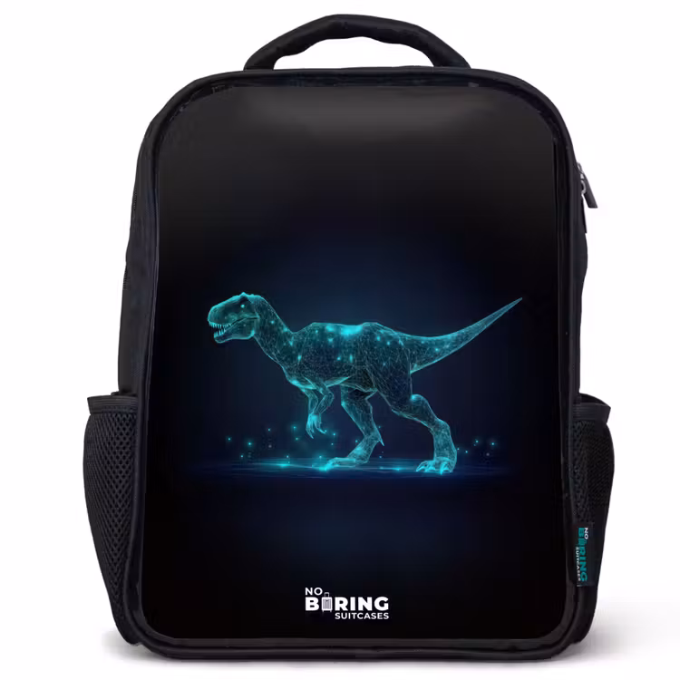 Kids backpack - Digital T-Rex in blue light field — 1