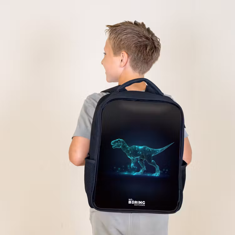 Kids backpack - Digital T-Rex in blue light field — 2