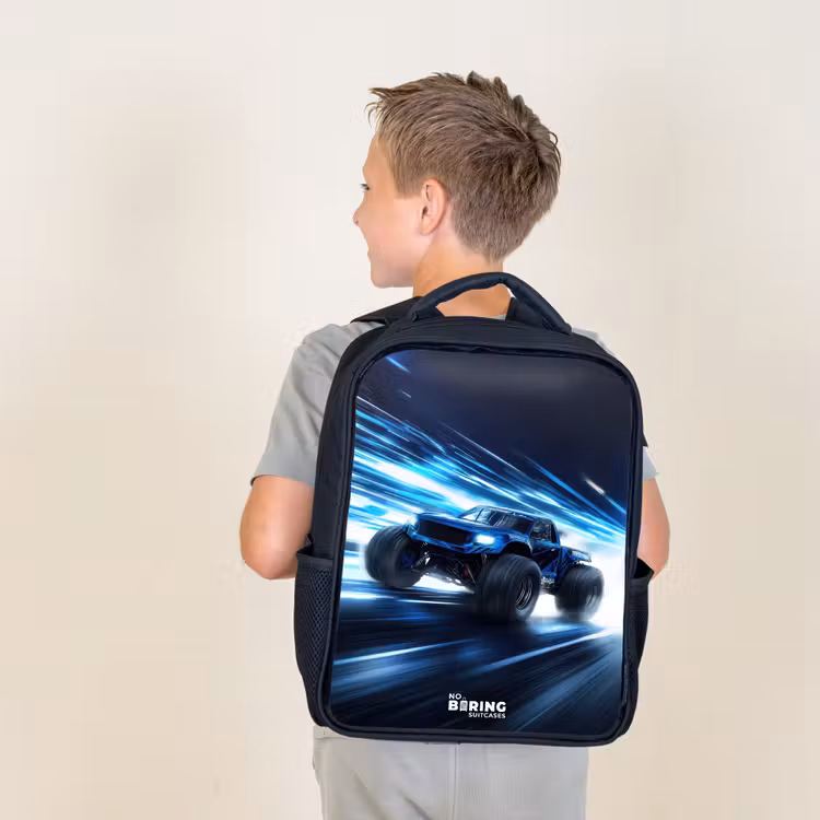 Kids backpack - Monster truck races through light speed — 2