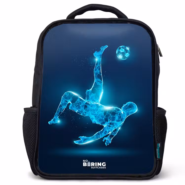 Kids backpack - Omake in blue neon soccer — 1