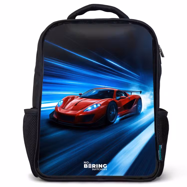 Kids backpack - Red racing car in digital speed world — 1