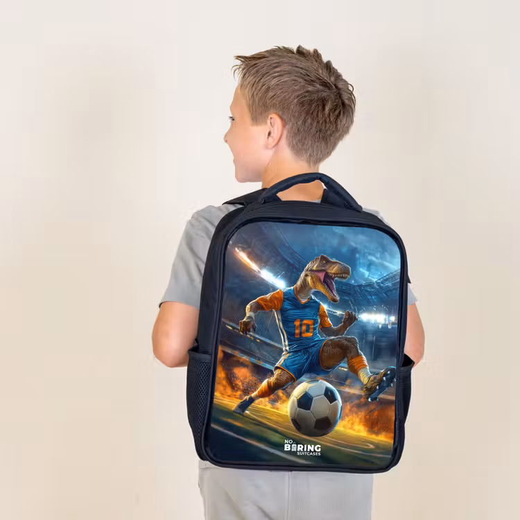 Kids backpack - T-Rex as soccer player in full stadium — 2