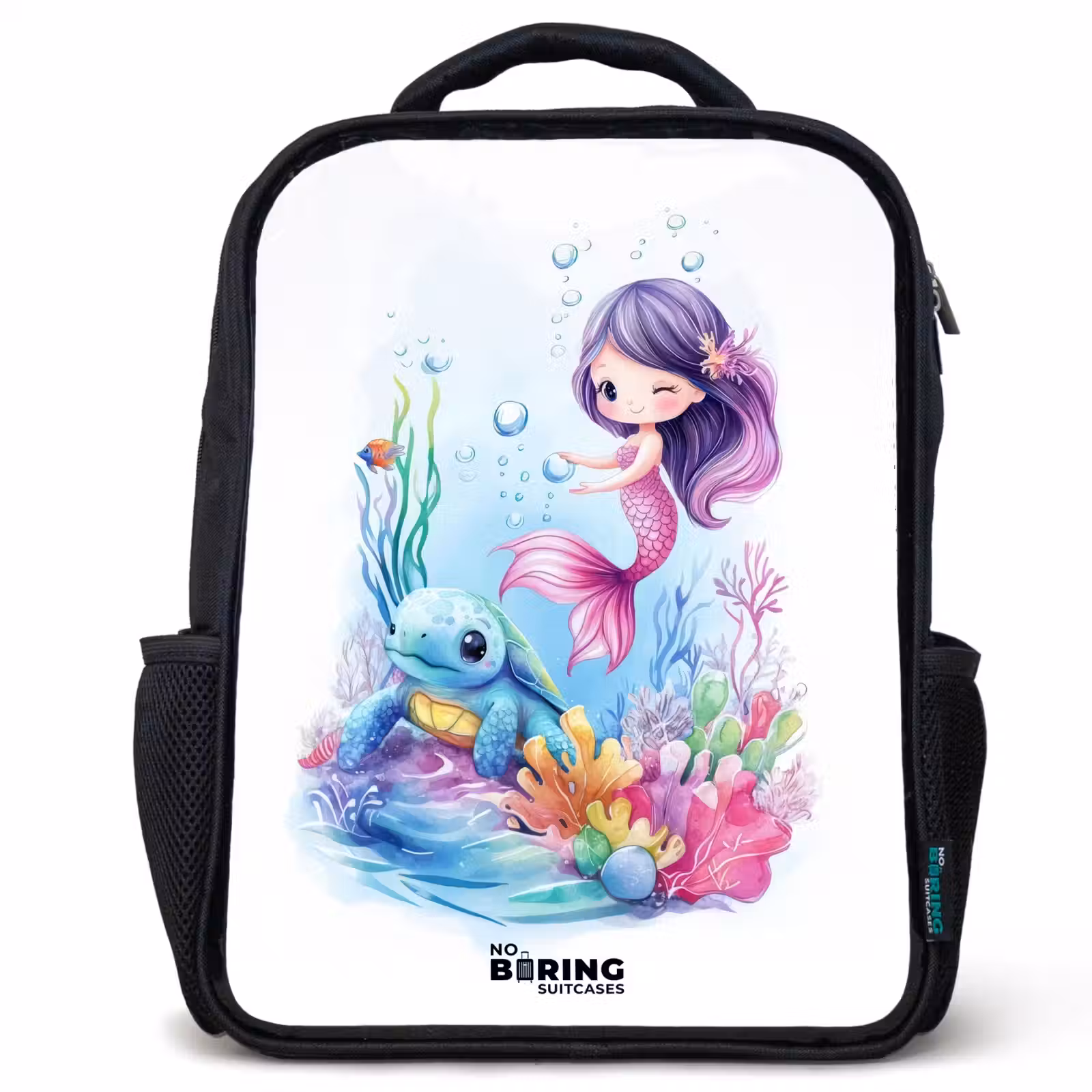 Kids backpack - Mermaid with blue turtle among coral — 1