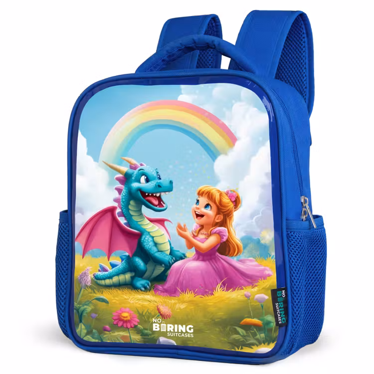 Kids backpack - Blue - Princess and dino in a colorful world — 3