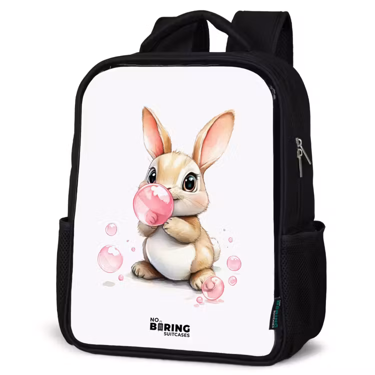 Kids backpack - Brown bunny with pink bubbles — 4