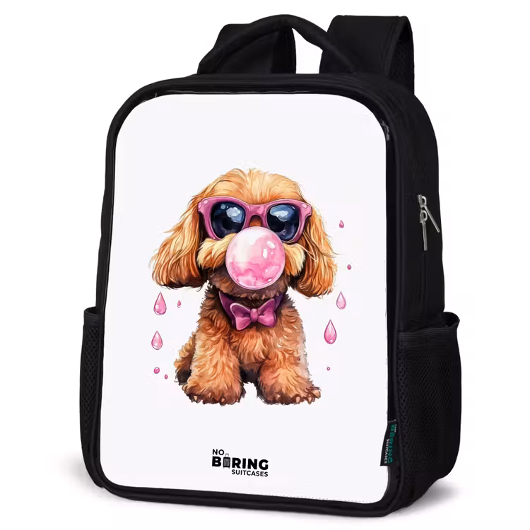 Kids backpack - Brown dog with pink glasses and gumball — 4