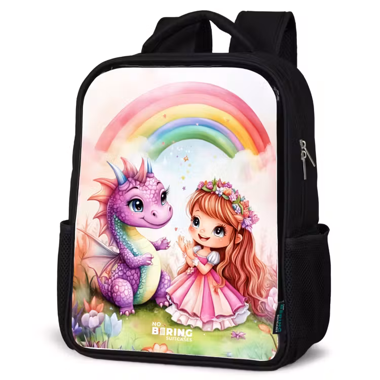 Kids backpack - Girl with purple dragon under rainbow — 4