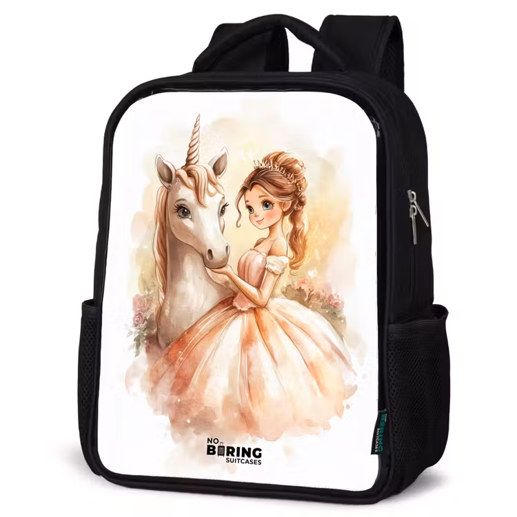 Kids backpack - Princess in dress with white unicorn — 4