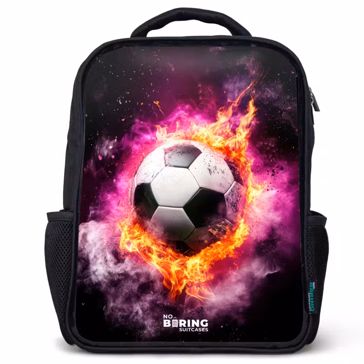 Kids backpack - Soccer in pink fire explosion — 1