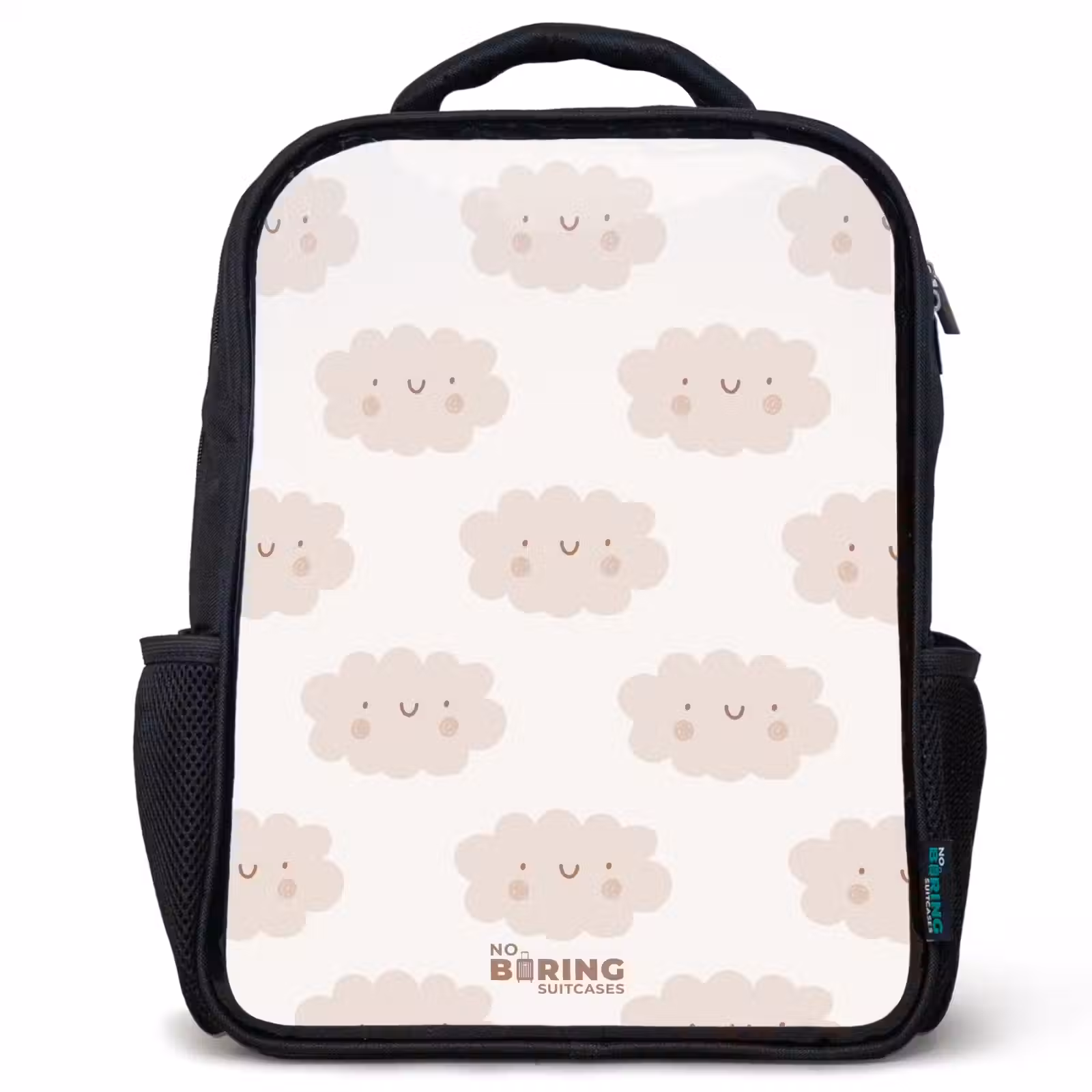 Kids backpack - Cheerful clouds with faces on cream background — 1