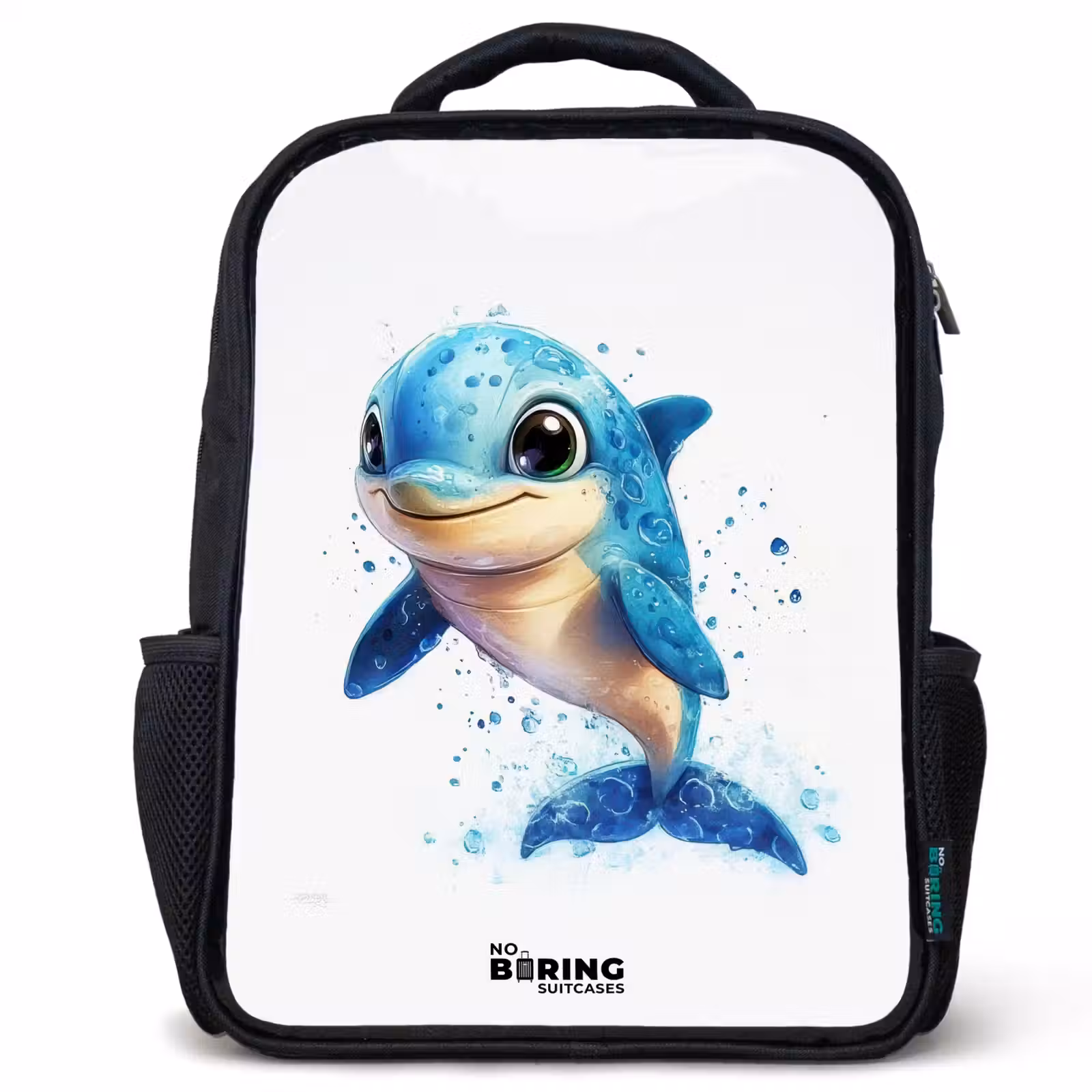 Kids backpack - Happy dolphin with water drops on white — 1