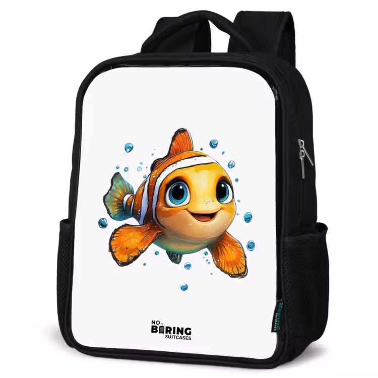 Kids backpack - Clown fish with bubbles on white background — 4