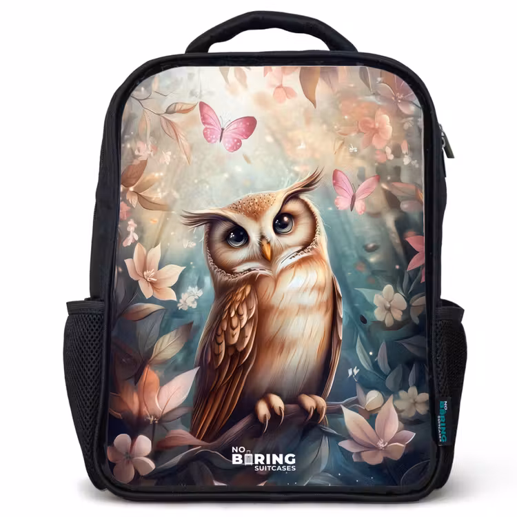 Kids backpack - Owl with butterflies in mystical forest — 1