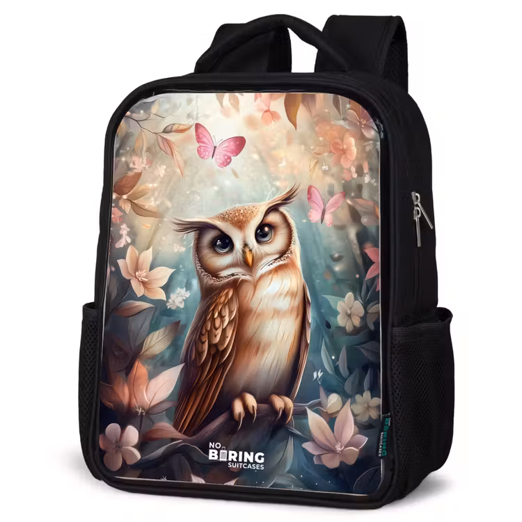 Kids backpack - Owl with butterflies in mystical forest — 4