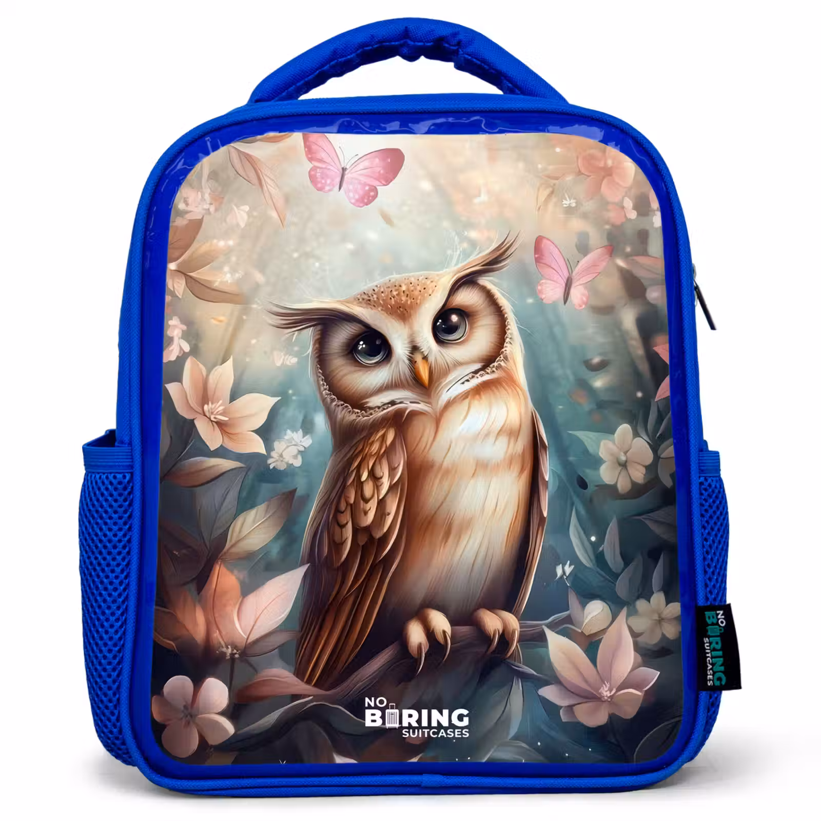 Kids backpack - Blue - Owl with butterflies in mystical forest — 1