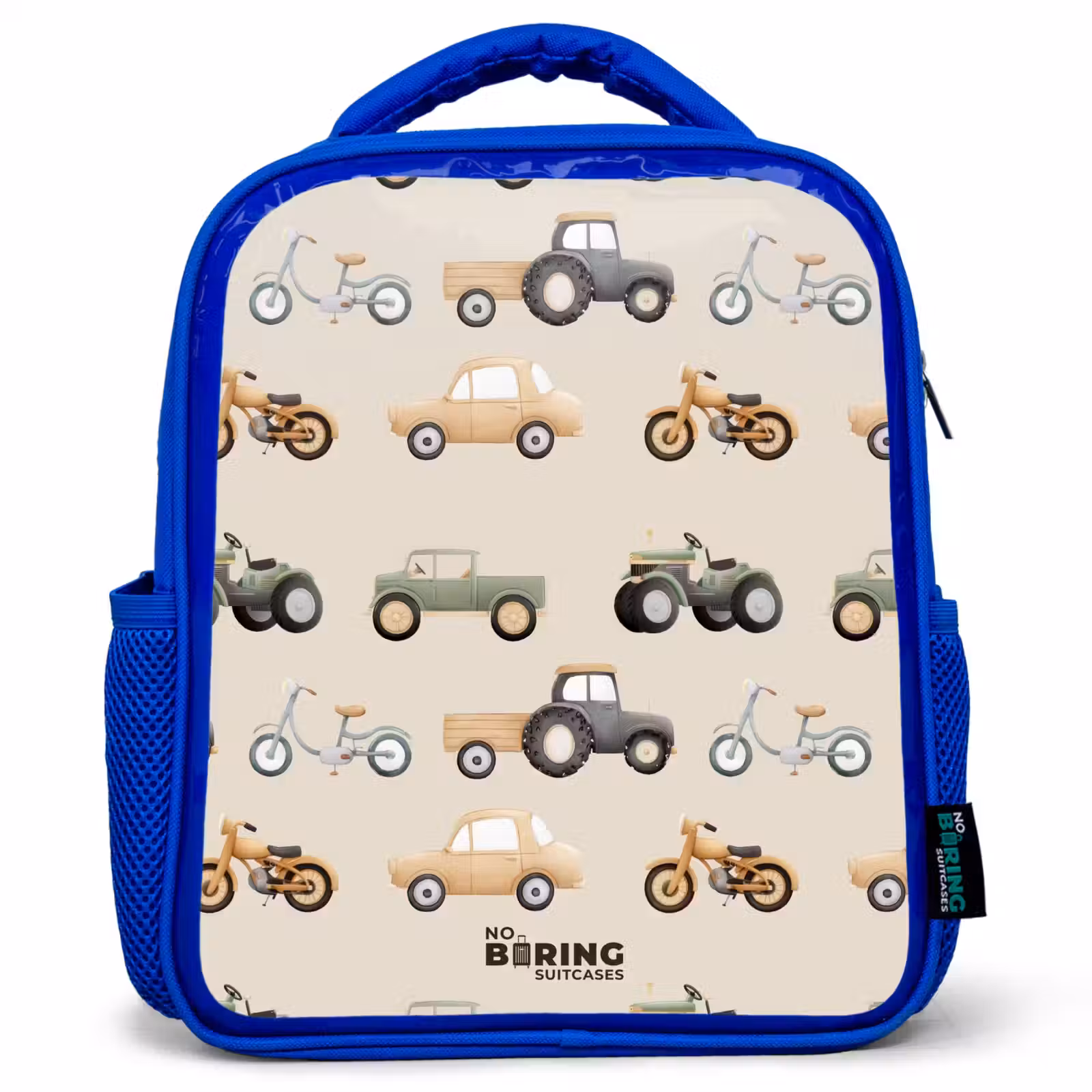 Kids backpack - Blue - Retro vehicles pattern — 1