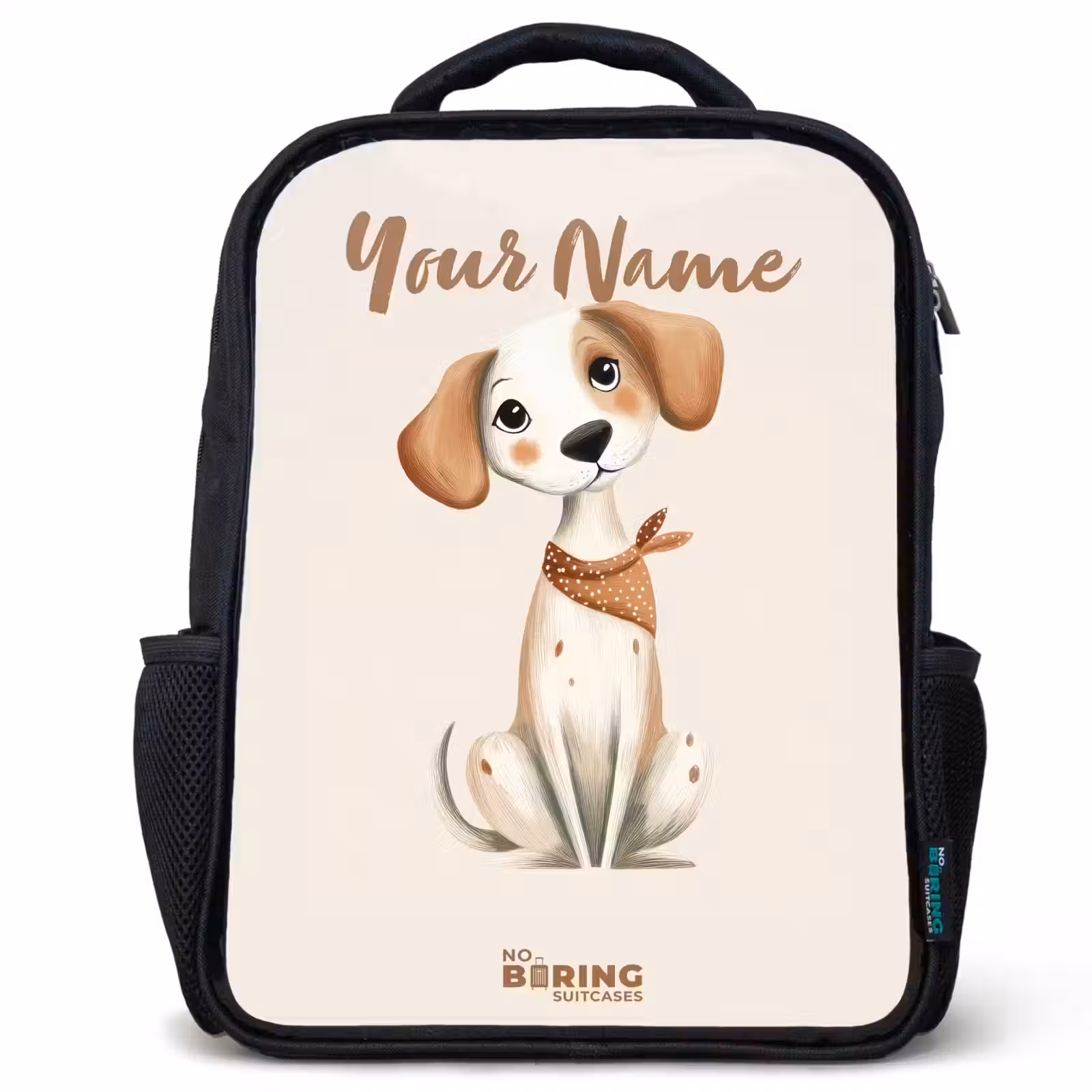 Kids backpack - Brown spotted puppy on a beige background — 1