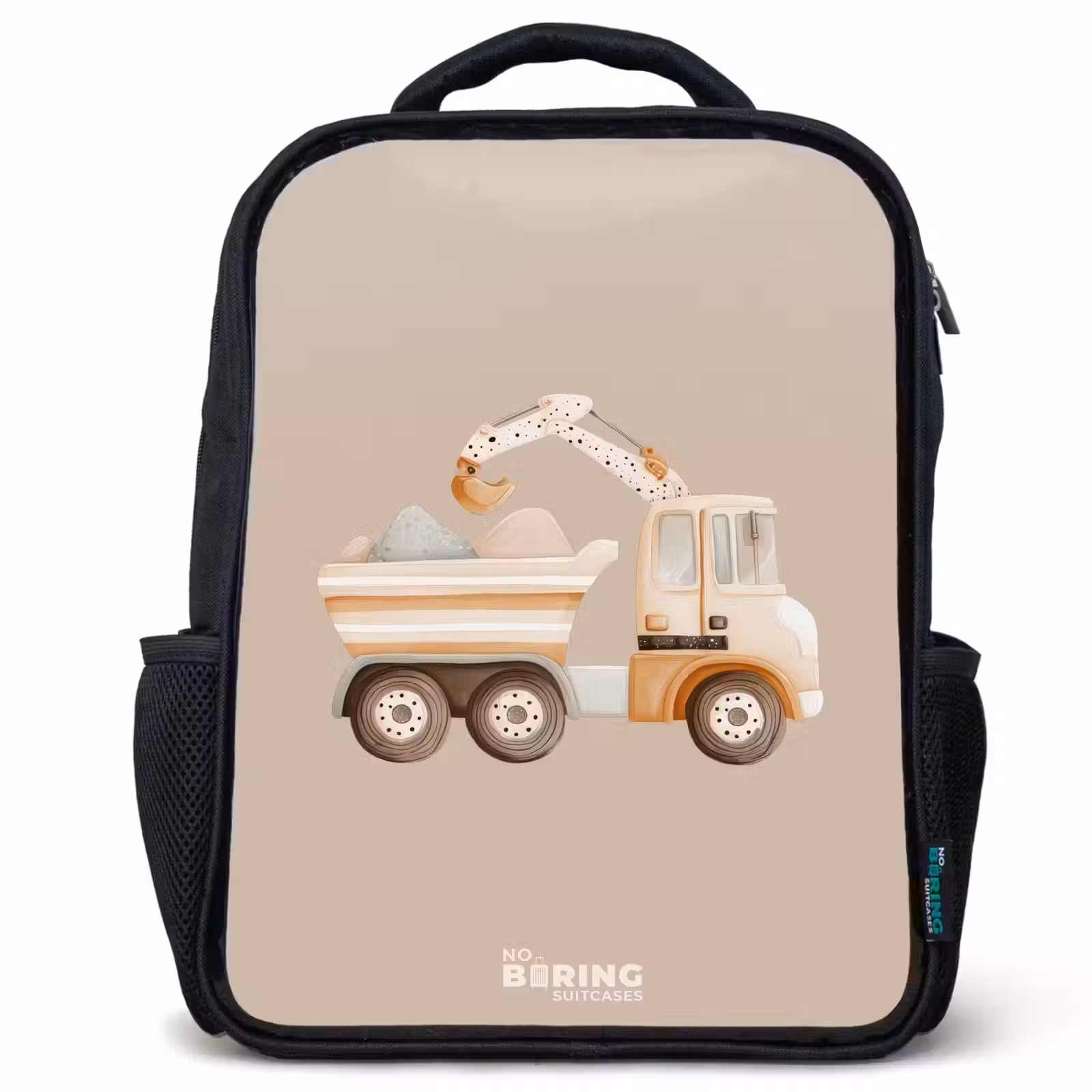 Kids backpack - Yellow dump truck in neutral colors — 1