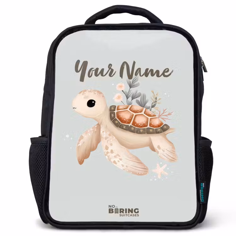Kids backpack - Brown sea turtle in pastel underwater world — 1