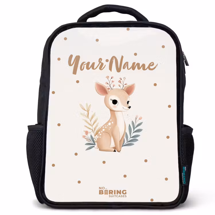 Kids backpack - Deer with plants in a field of dots — 1