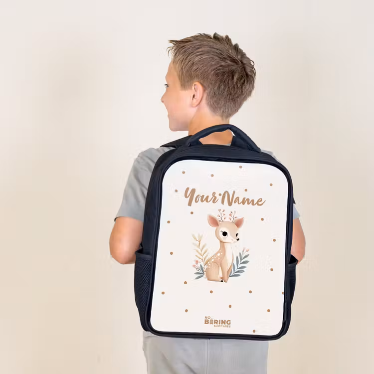 Kids backpack - Deer with plants in a field of dots — 2