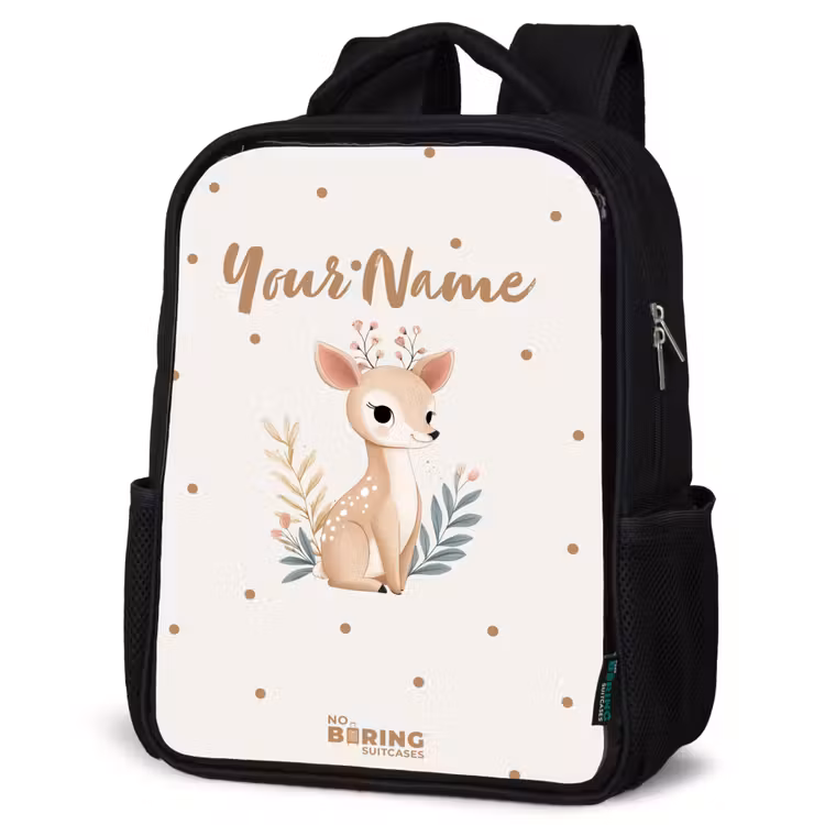 Kids backpack - Deer with plants in a field of dots — 4