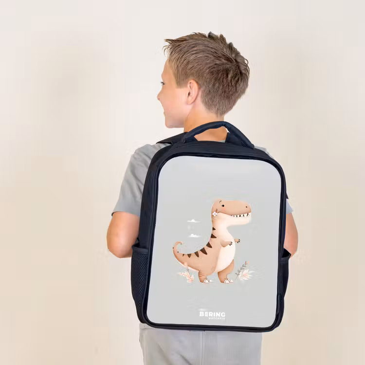 Kids backpack - Dino in beige and gray colors — 2