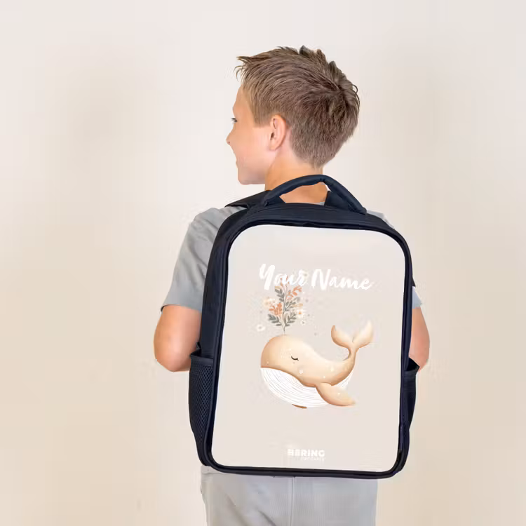 Kids backpack - Whale in pastel beige colors — 2