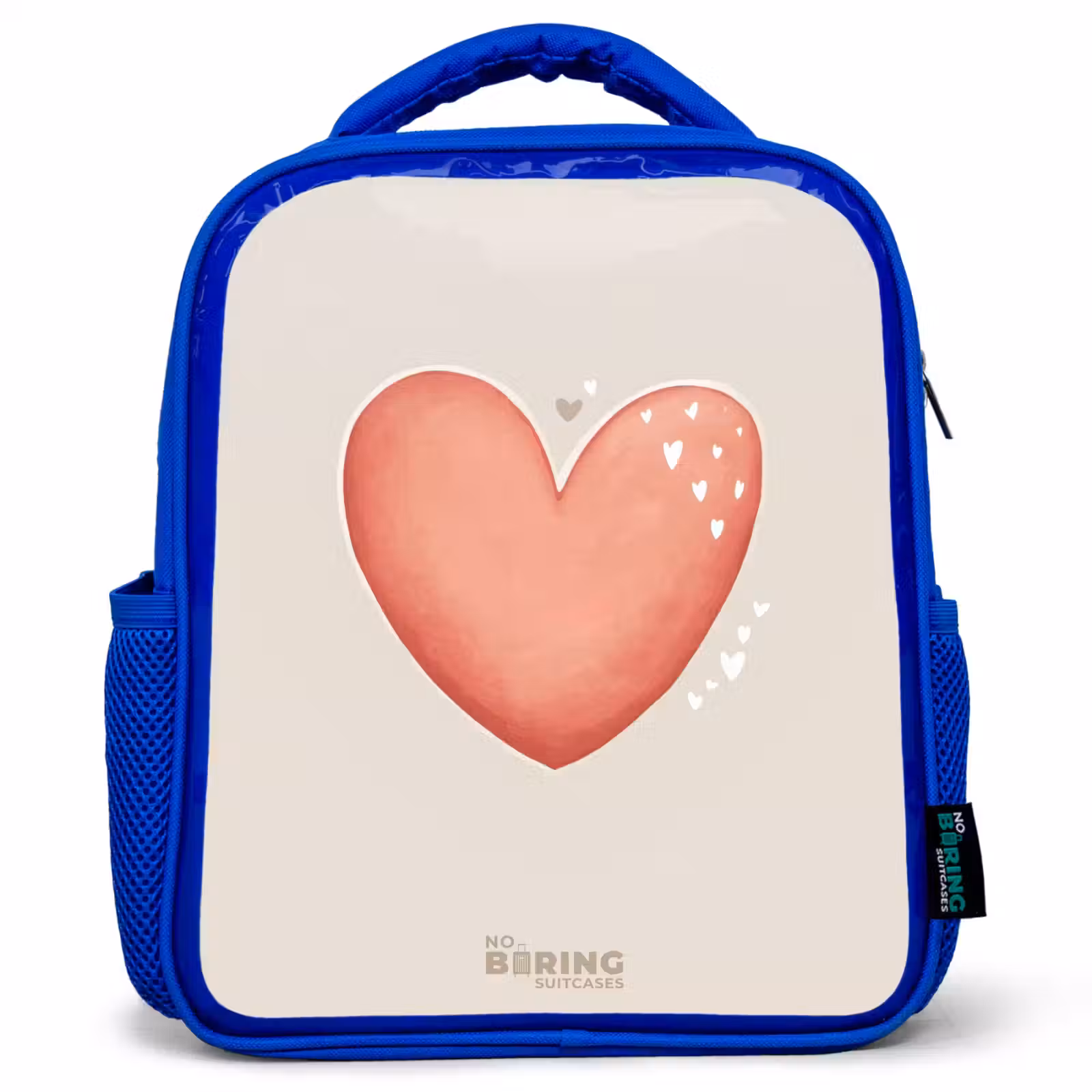 Kids backpack - Blue - Red heart on a beige background — 1