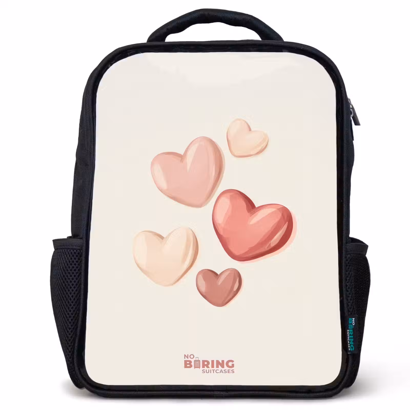 Kids backpack - Floating hearts in soft shades of red and pink — 1