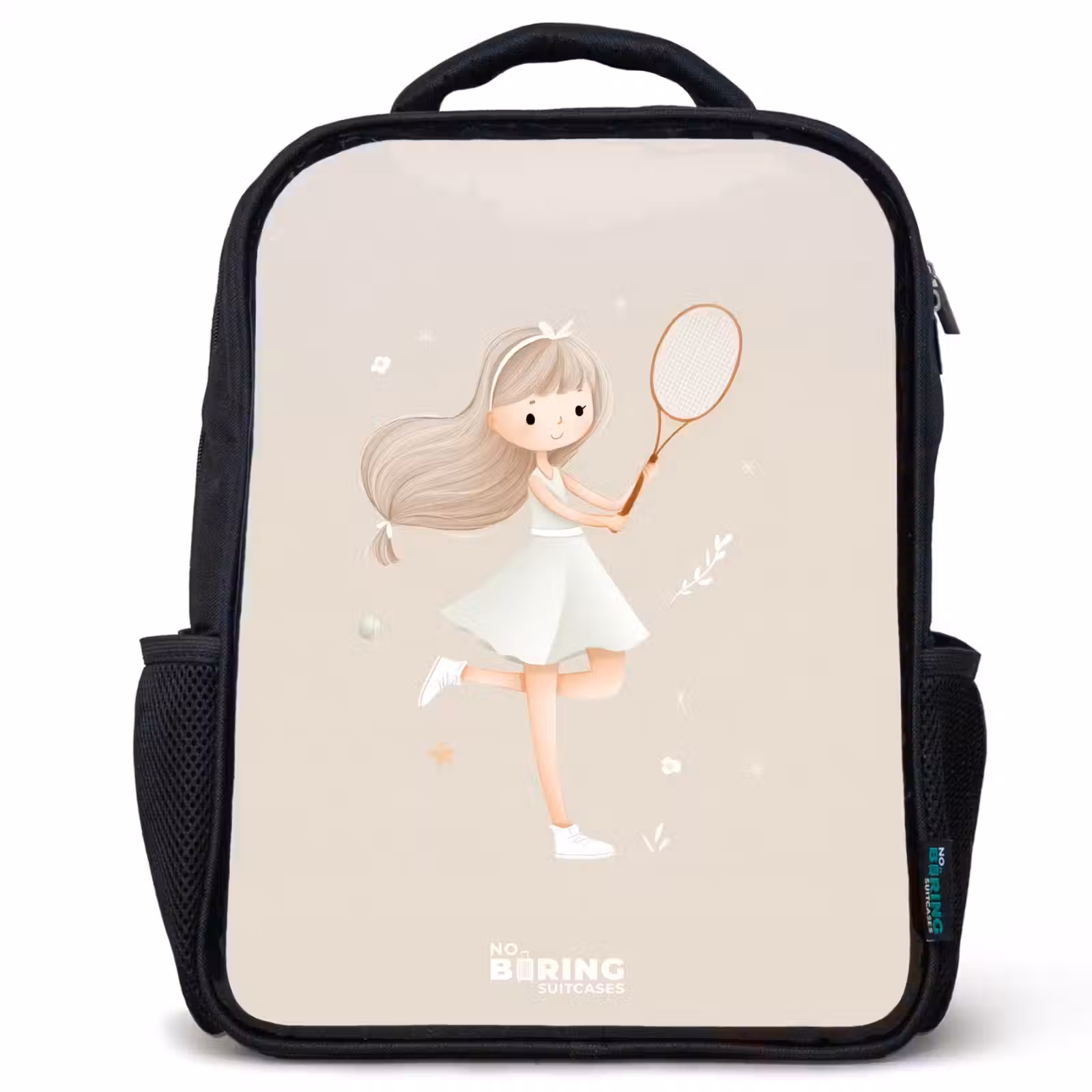 Kids backpack - Girl plays tennis in beige colors — 1