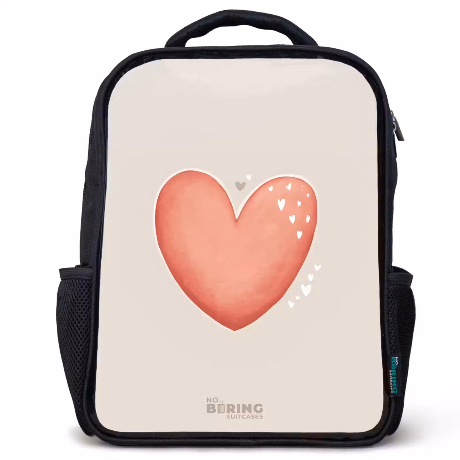 Kids backpack - Red heart on a beige background — 1