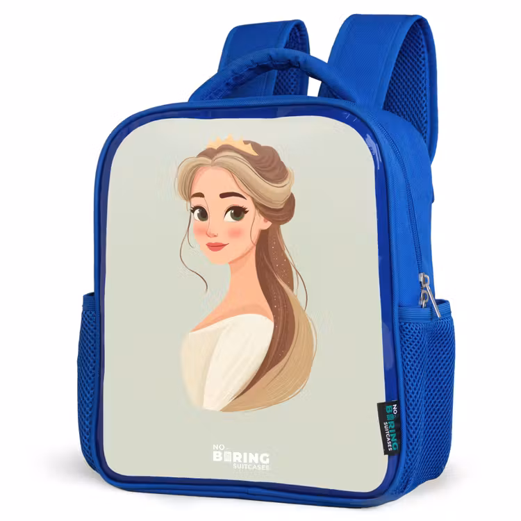 Kids backpack - Blue - Princess with a tiara - Green — 3