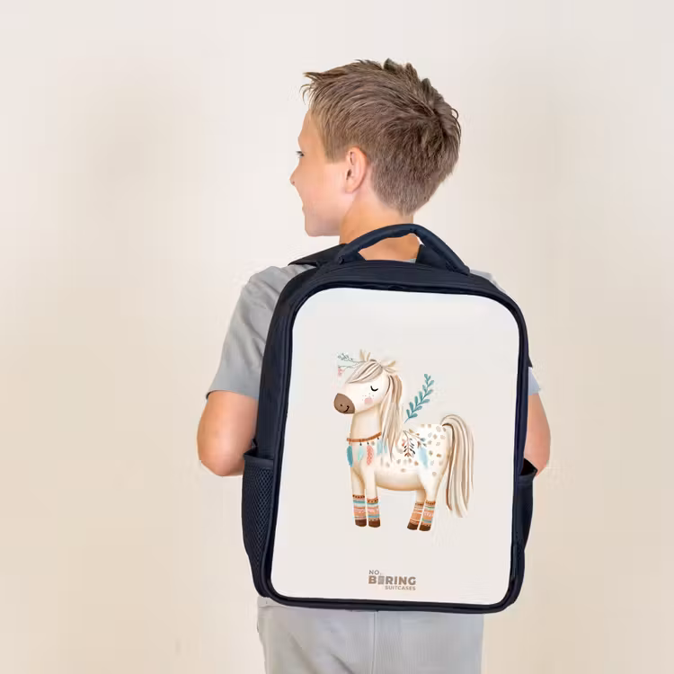Kids backpack - Bohemian horse in beige shades — 2