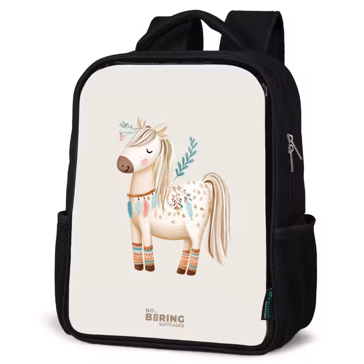 Kids backpack - Bohemian horse in beige shades — 4