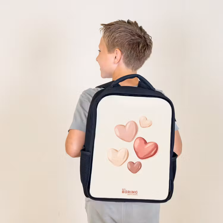 Kids backpack - Floating hearts in soft shades of red and pink — 2
