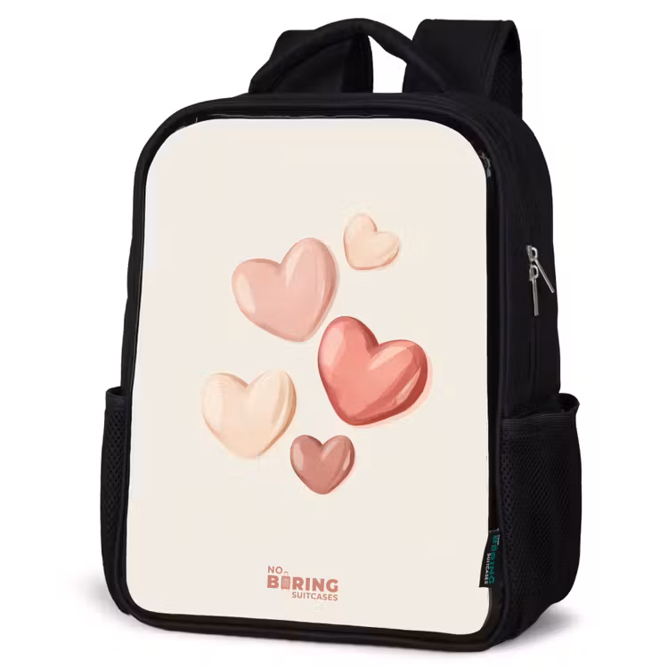 Kids backpack - Floating hearts in soft shades of red and pink — 4