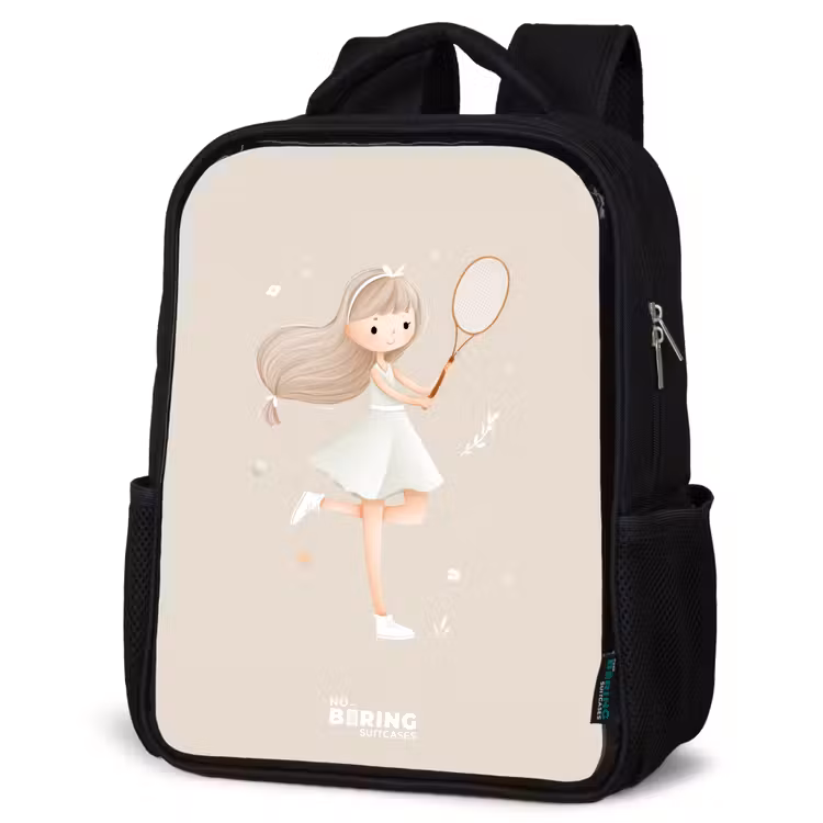 Kids backpack - Girl plays tennis in beige colors — 4