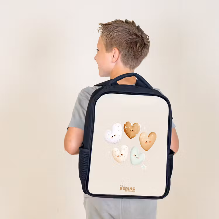 Kids backpack - Hearts in soft beige tones — 2
