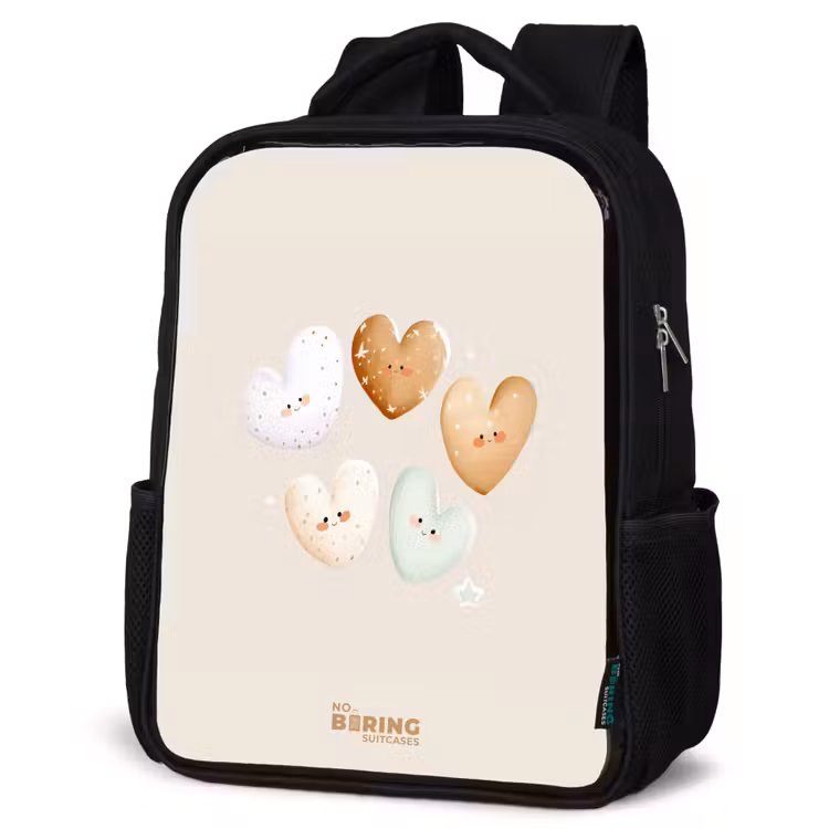 Kids backpack - Hearts in soft beige tones — 4