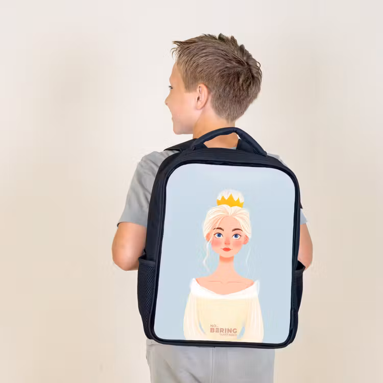 Kids backpack - Princess with a golden crown - Blue — 2