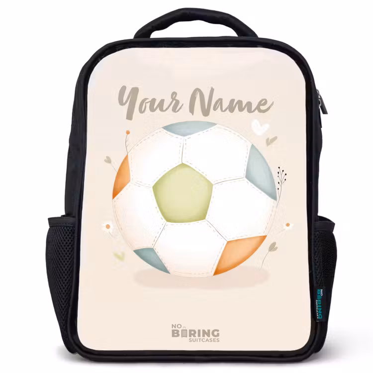 Kids backpack - Soccer in beige pastel colors — 1
