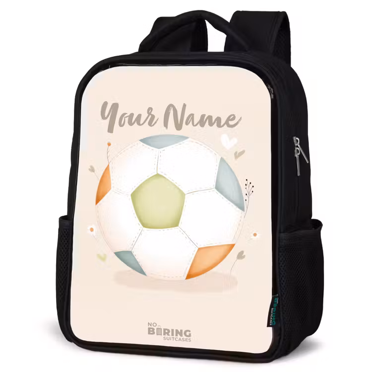 Kids backpack - Soccer in beige pastel colors — 4