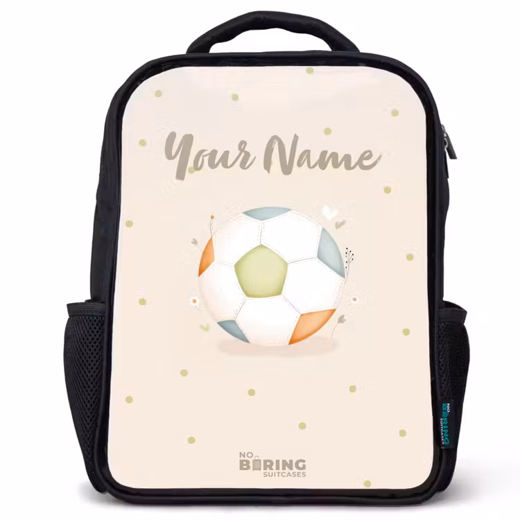 Kids backpack - Soccer in beige pastel colors — 1