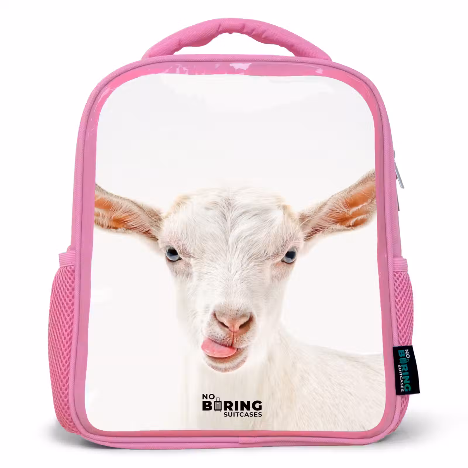 Kids backpack - Pink - Goat Sticking Out Its Tongue — 1