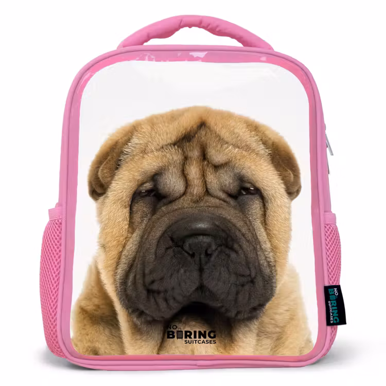 Kids backpack - Pink - Dog with Angry Head — 1