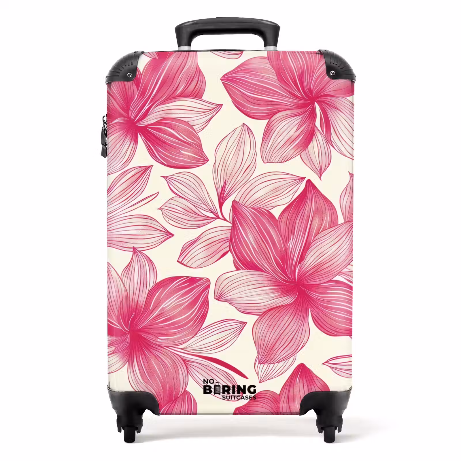 Suitcase - Vintage floral pattern - Pink with cream — 1
